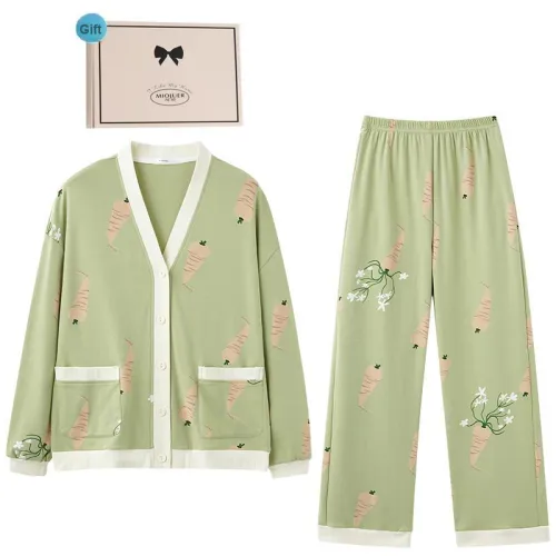 MIOJUER Pajama Set Spring And Fall Season Women's Fruit Green