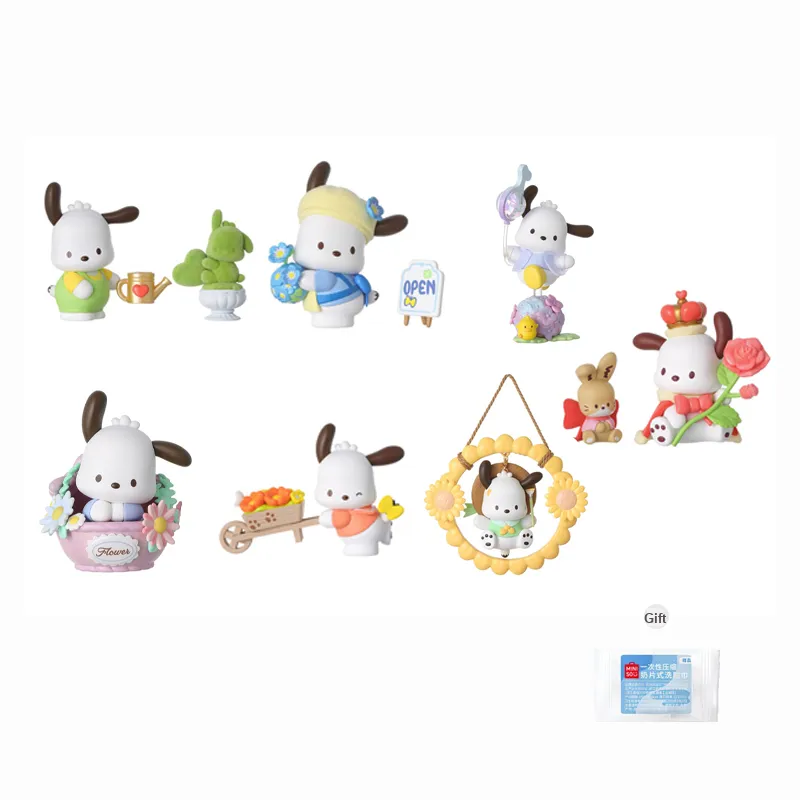 Минисо Половина Fishman Kuromi Pochacco Flowers and Youth Слепые коробки Один Mystery Коробка Целая коробка 6 шт