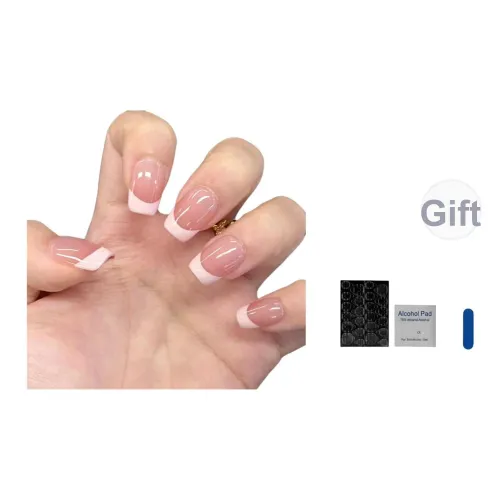 OUYUJI Ручной работы Готовый товар Съемный False Nail Миндаль Квадратный French Кожа Стиль Smudge Instagram