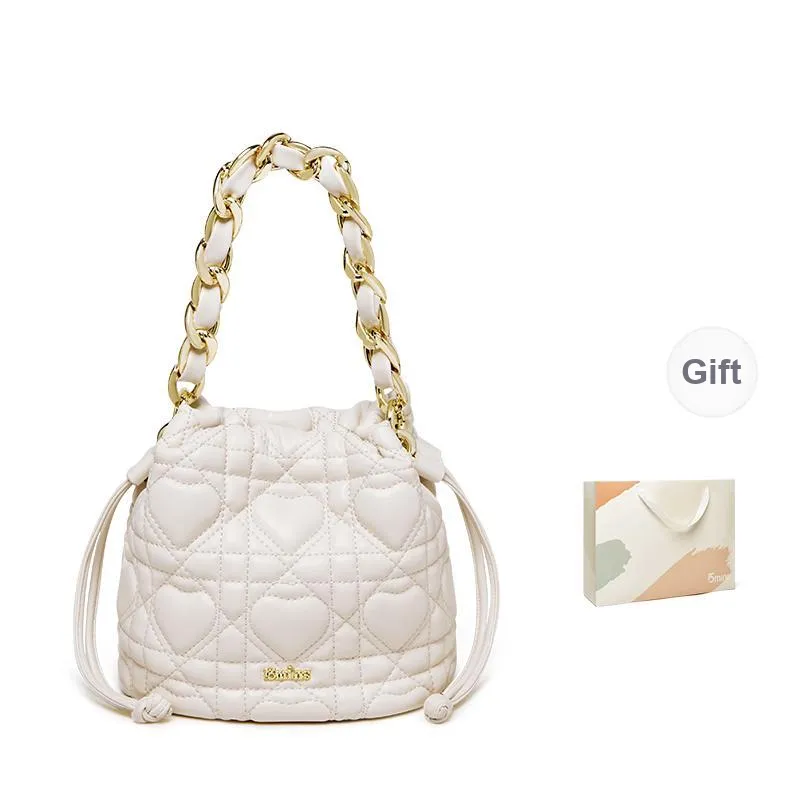 15 MINS Synthetic Leather One Shoulder Handbags Small Size Women's Cream Pink/Ecru-3