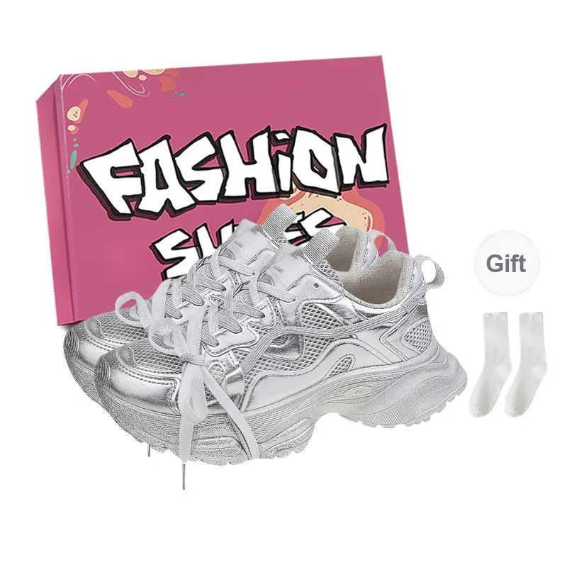 LURAD Chunky Sneakers Women's Silver-6