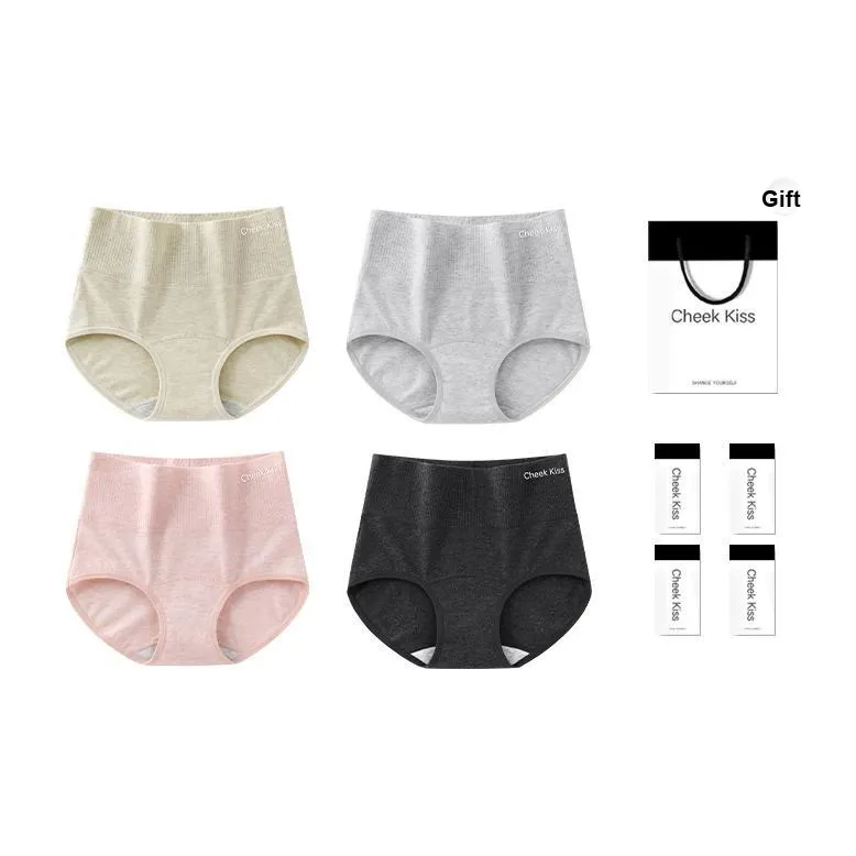 Cheekkiss Подарочная коробка с нижним бельем женское комфортное и дышащее трусики-бикини 4 штуки