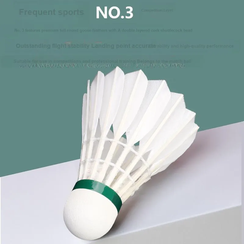YODIMAN NO.3 Goose Feather Shuttlecock 12 Pack Goose Feather Match Ball Shuttlecocks-2