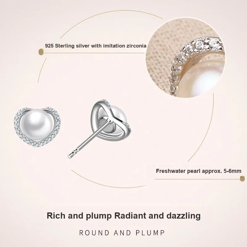 LAOYINJIANG Pearl Stud Earrings, Includes Silver Earring Back Women's-5