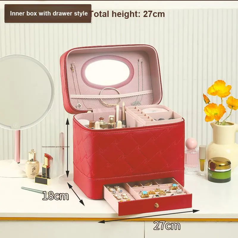 MUYAXUAN Large Capacity Makeup Bag, Travel Suitcase Storage Box-5