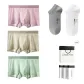 7A Grade Antibacterial Cooling Breathable[Pink+Apricot Yellow+Fruit Green]+[100% cotton Ankle Socks X2 Pack]Gift Box Set