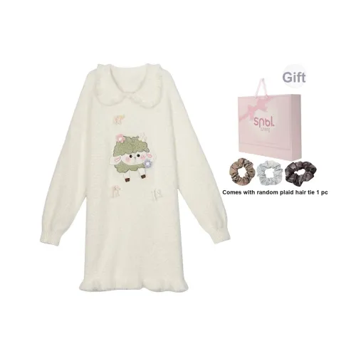 SNBL Длинное платье с длинным рукавом женское белое