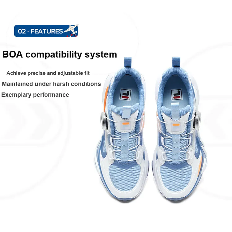 FILA KIDS Abrasion Resistant Rebound Low Top Kids' Running Shoes Blue White Unisex-3