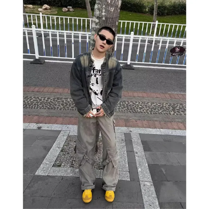PANDA ADEVIL Denim Jacket Unisex Yellow Mud-3