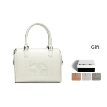 Cthulhu Cow Split Leather Students Party Boston Bag One Shoulder Handbag Large Size Women's Green/Ecru