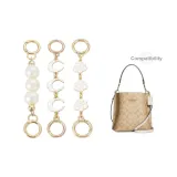 Coach Mollie Gold-Tone Pearl Chain Round Buckle 15cm+Gold-Tone White Moon Round Buckle 16cm+Gold-Tone Camellia Round Buckle 15cm