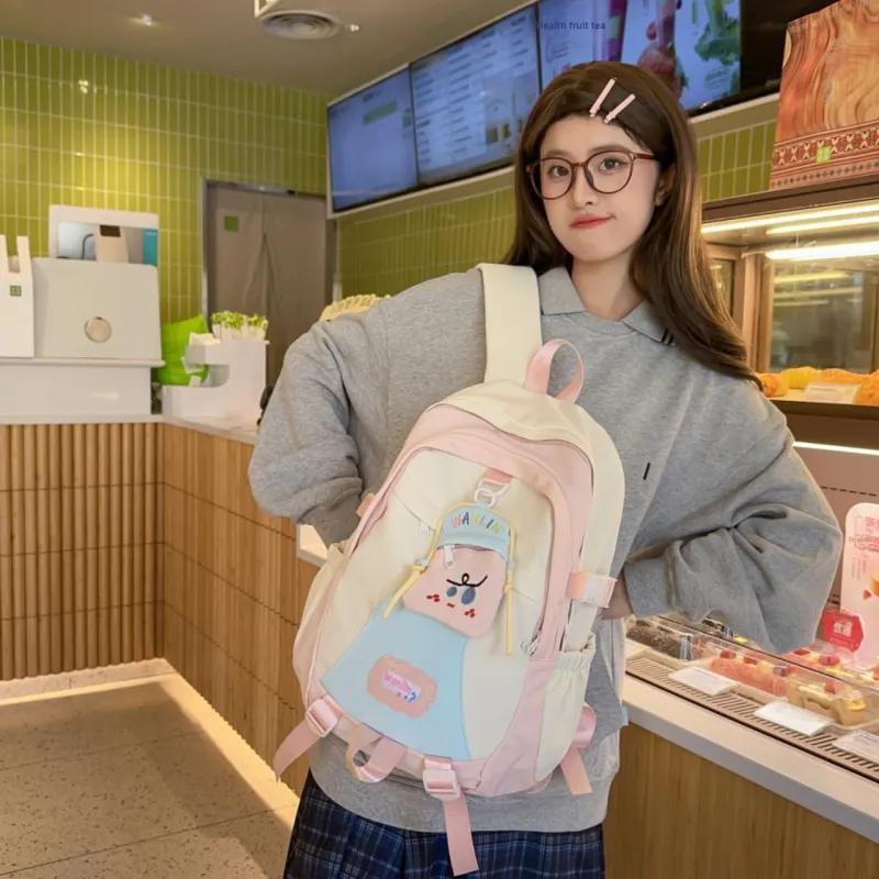 URBAN FOREST Nylon Backpack Women's Blue/Green/Pink/Black-16