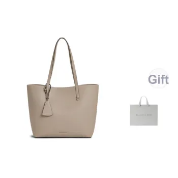 CHARLES&KEITH PU Tote Bag, Shoulder Bag Women's Taupe/Black