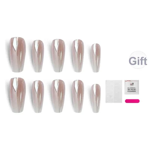 JIABITU Гальванизированный Таро Градиентный False Nail Трапециевидный MID Длина (размер в длину) Розовый Телесный Однотонный 17 мм