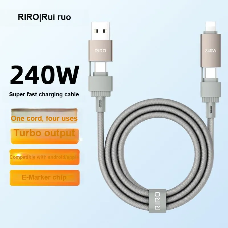 RIRO D60 1.2m Multifunction All in One Four in One Woven Cable Comfortable To The Touch Durable And Long Lasting-1