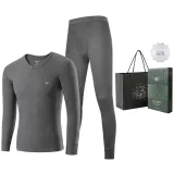 Men's V-Neck Clothing Sets (Dark Heather Gray) 100% cotton, Skin-Friendly, and Antibacterial (Grade 3A)