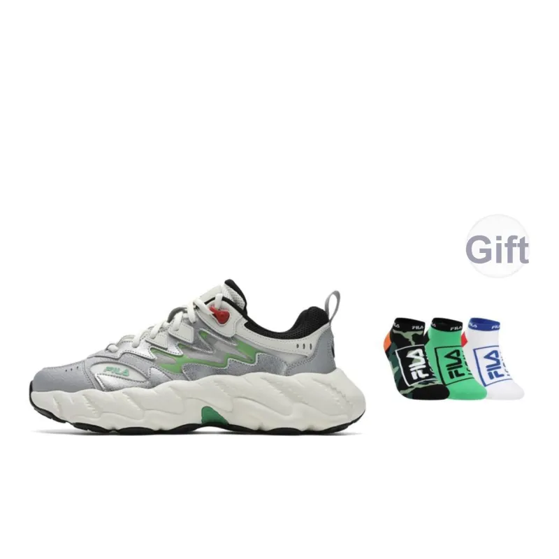 FILA Fern 2 Fern Sneakers 2.0 Abrasion Resistant, Lightweight, And Breathable Low Top Casual Shoes Men's White Silver-0