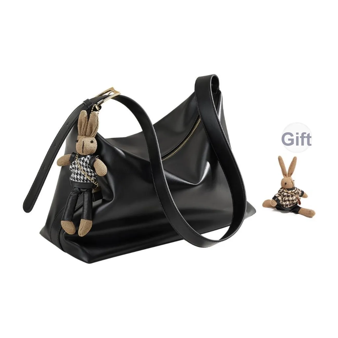 ST&SAT Synthetic Leather Shoulder Bag, Crossbody Bag, Tote Bag Large Size Women's Black/Brown