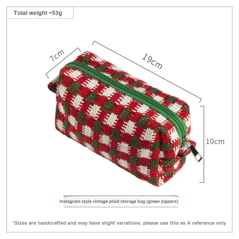 Gentle Welcome Color Block Portable Knitted Fabric Polyester Storage Bag Toiletry Bag Handbag Travel Makeup Bags-1