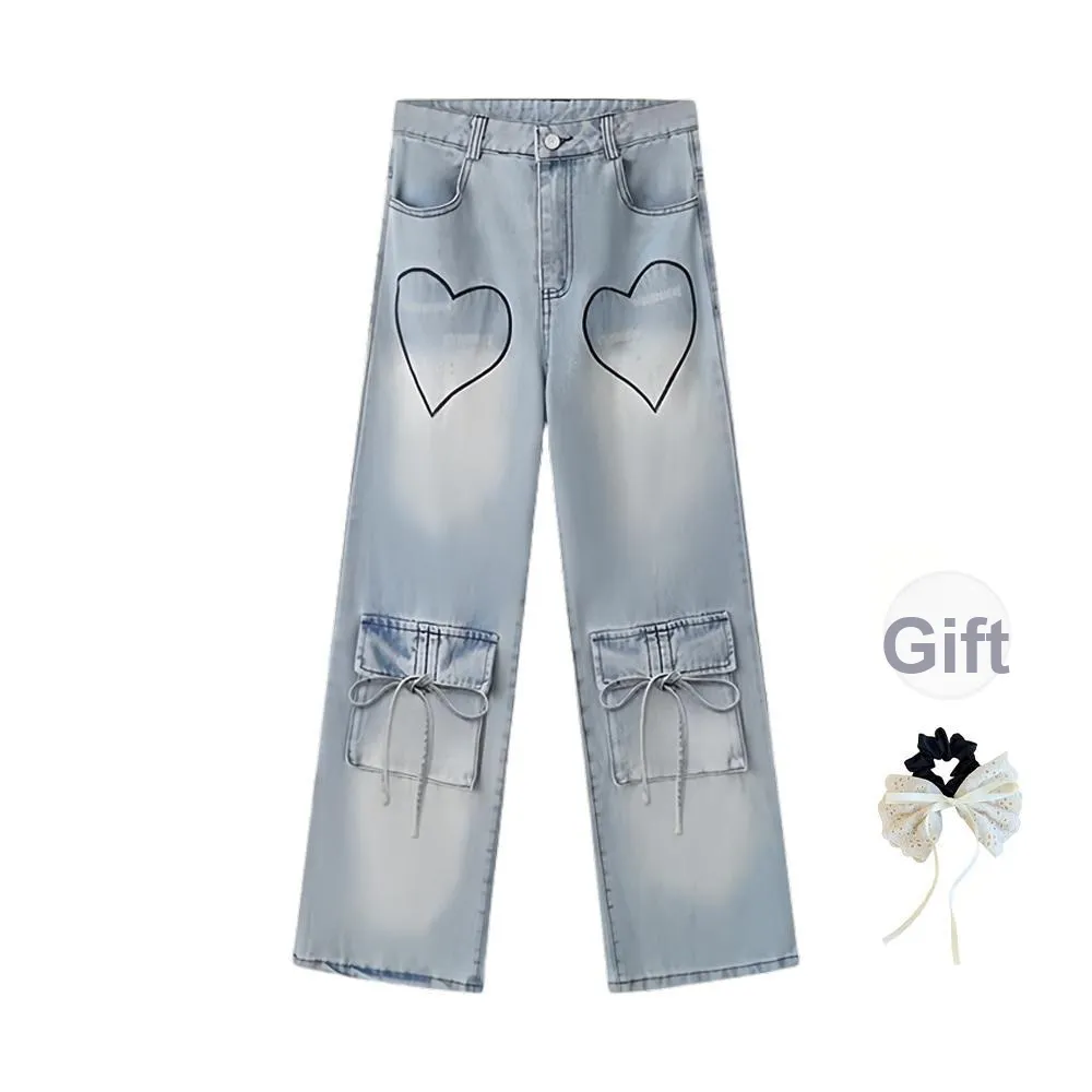 TUSHIFEI Jeans Women's Blue Hair Tie Included