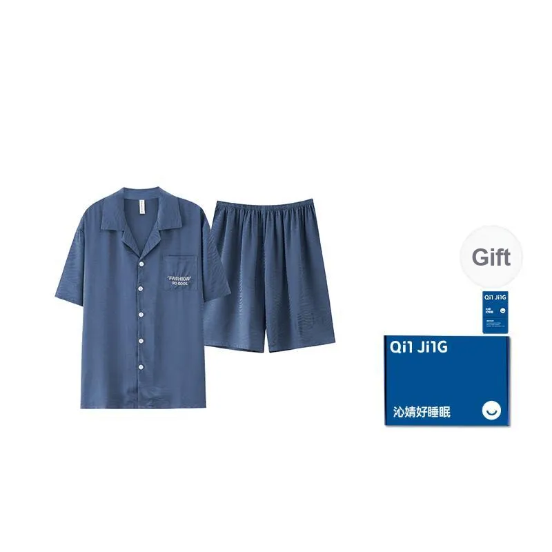 Qin Jing Pajama Set Men's Royal Blue-0