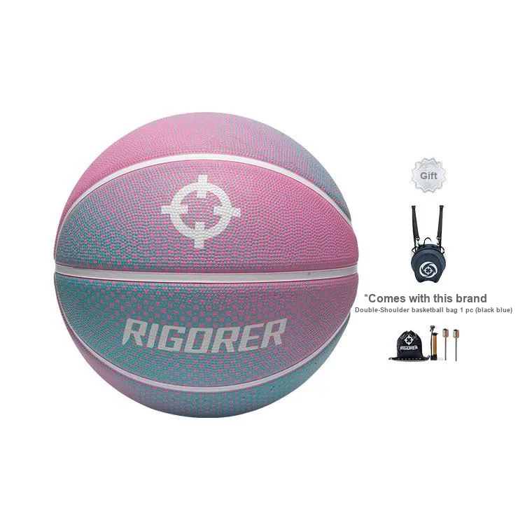 RIGORER Gradient Color Series Rubber Basketball Rose Red Size 7 Ball Training Match Unisex-11