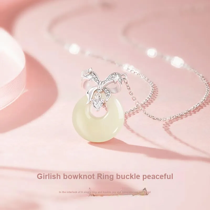 Royal Heaven's Choice Hetian Jade Necklaces Pale Greenish White Jade Unisex-3