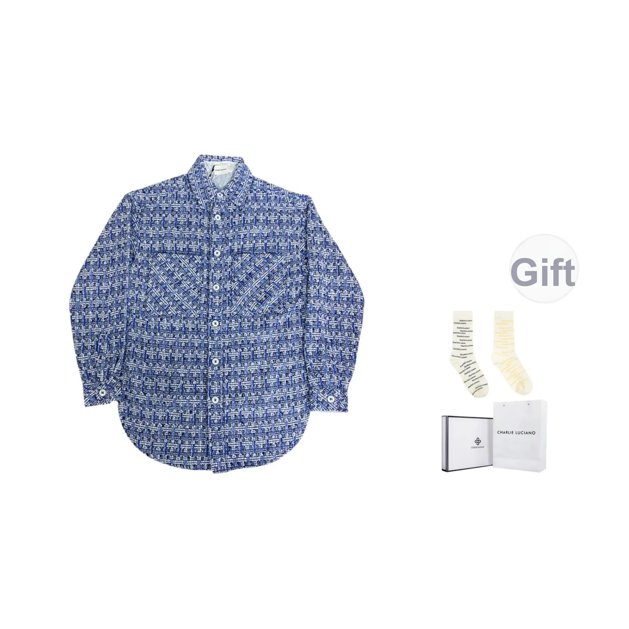 Charlie Luciano Рубашка Унисекс Фиолетово-Белая