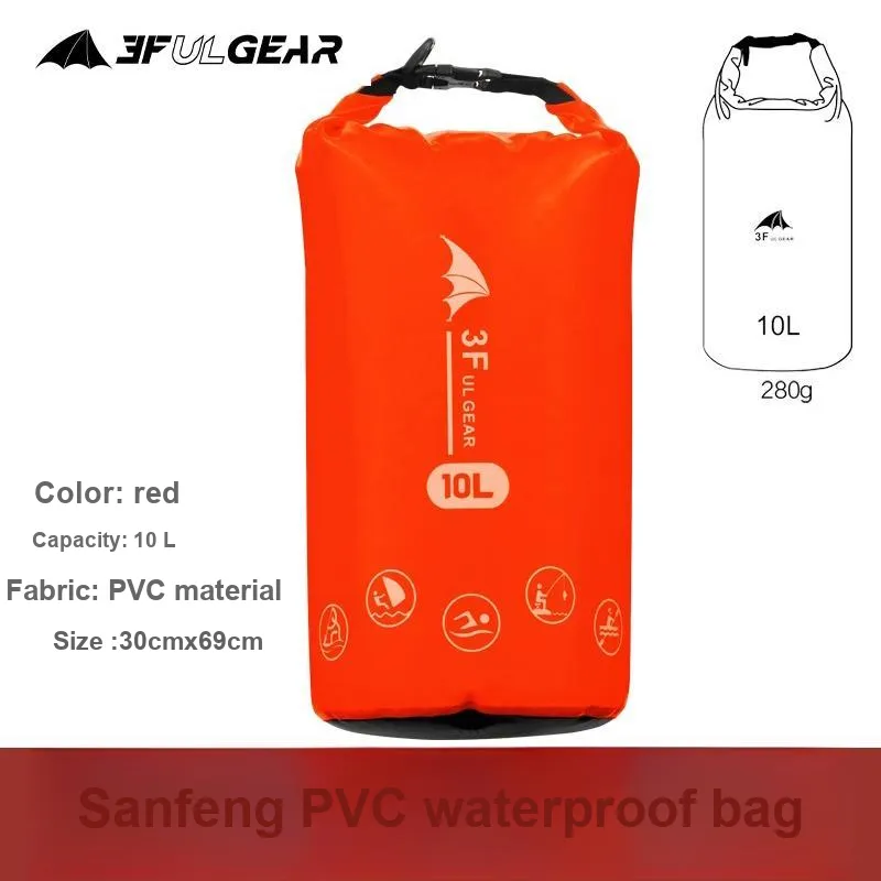 Three Peaks Out Outdoor Waterproof Bag Drifting And Kayaking Float Fishing PVC Material Orange 10L Shoulder Bag-1