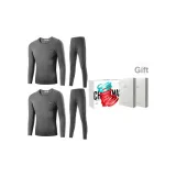 Silk 2-Piece Underwear Set (Dark Gray+Dark Gray) Thermal Fleece/Premium Gift Box Set