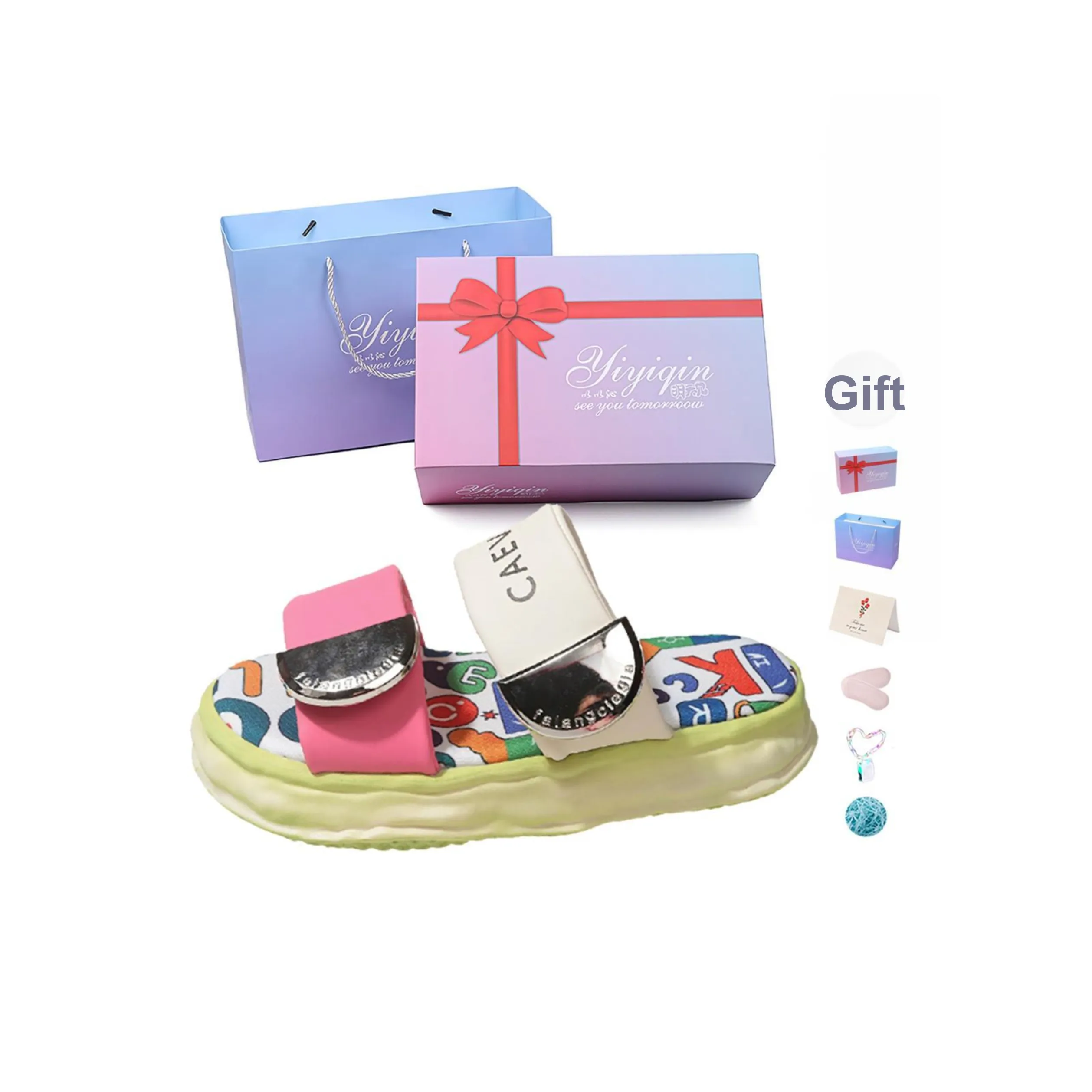 Take The Qin Резиновая подошва противоскользящий быстросохнущий массаж амортизация слипоны женские набор в подарочной коробке