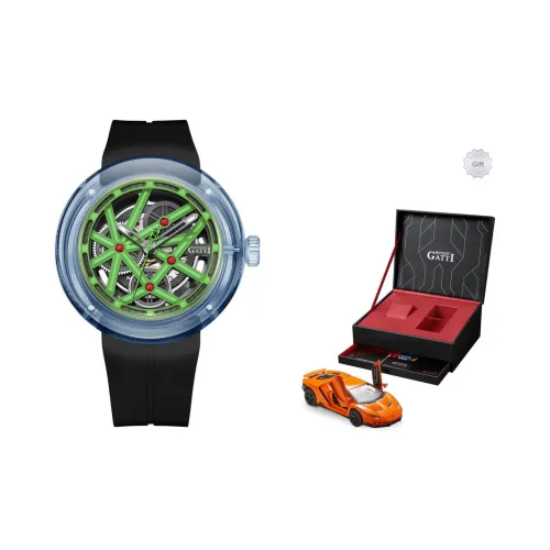 BONEST GATTI Offshore Speed Автоматический Механический Механизм Резиновый Ремешок Часы Мужские Циферблат Зеленый