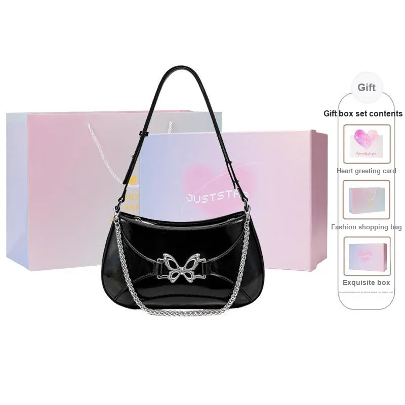 JUST STAR Artificial Leather Chain Bag Shoulder Bag Crossbody Bag Women's White Black-7