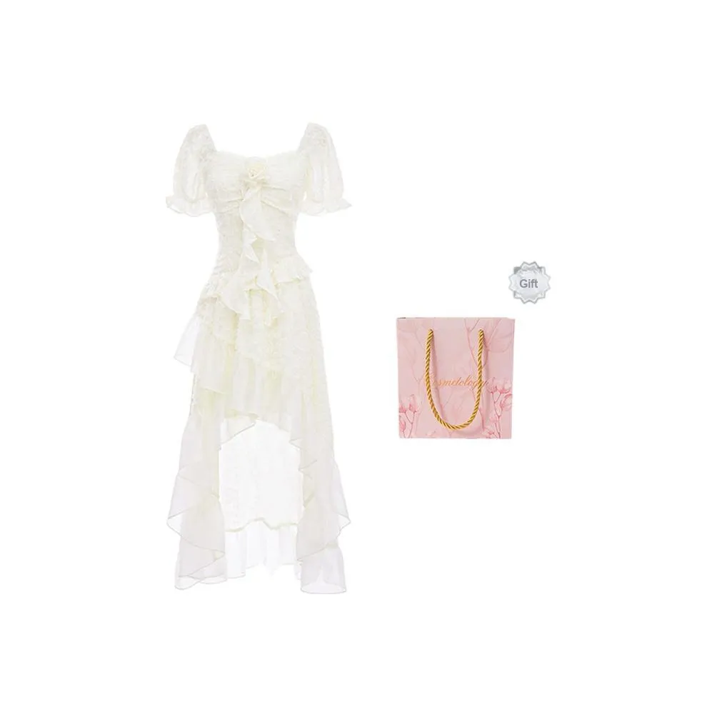 Бренд Cotton Shopping Короткий рукав Платье Женское Абрикос