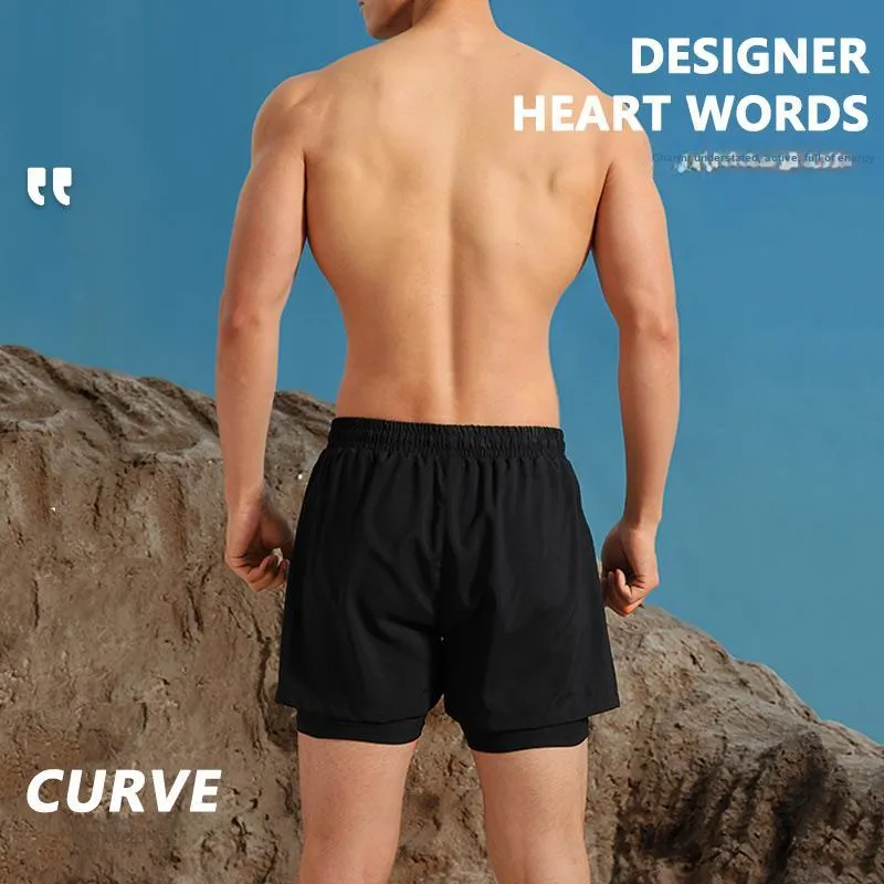 PEAK x Swim Swimming Sets Polyester Seaside Beach Swimming Pool And Hot Spring Men's Black-2