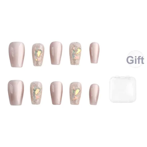 SHANGSHIQIN Мягкий Кошачий глаз 3D-эффект Кристальный камень Осветляющий Ручная Nail Art 20mm Короткий LADDER Розовый Однотонный