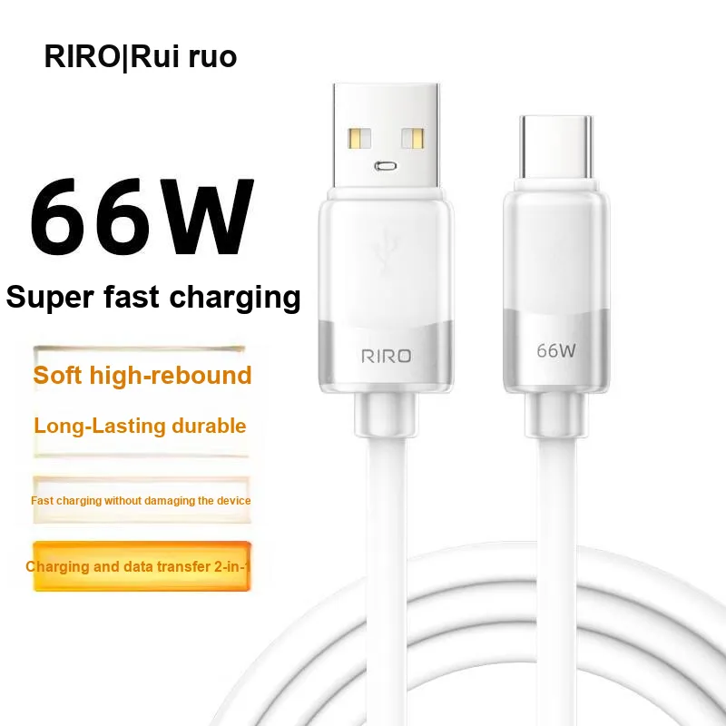 RIRO D30 1.5m Extended Length USB A To Tpye C 66W Fast Charging Liquid Silicone-1