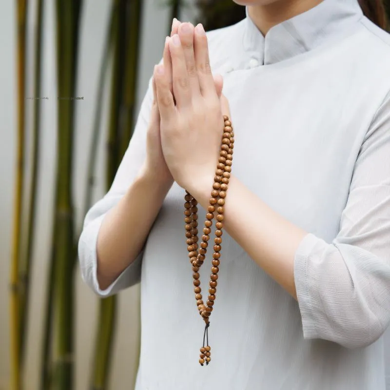 FANGYUANXIAOFU Laoshan Sandalwood Multi Wrap Beaded Bracelet Unisex-5