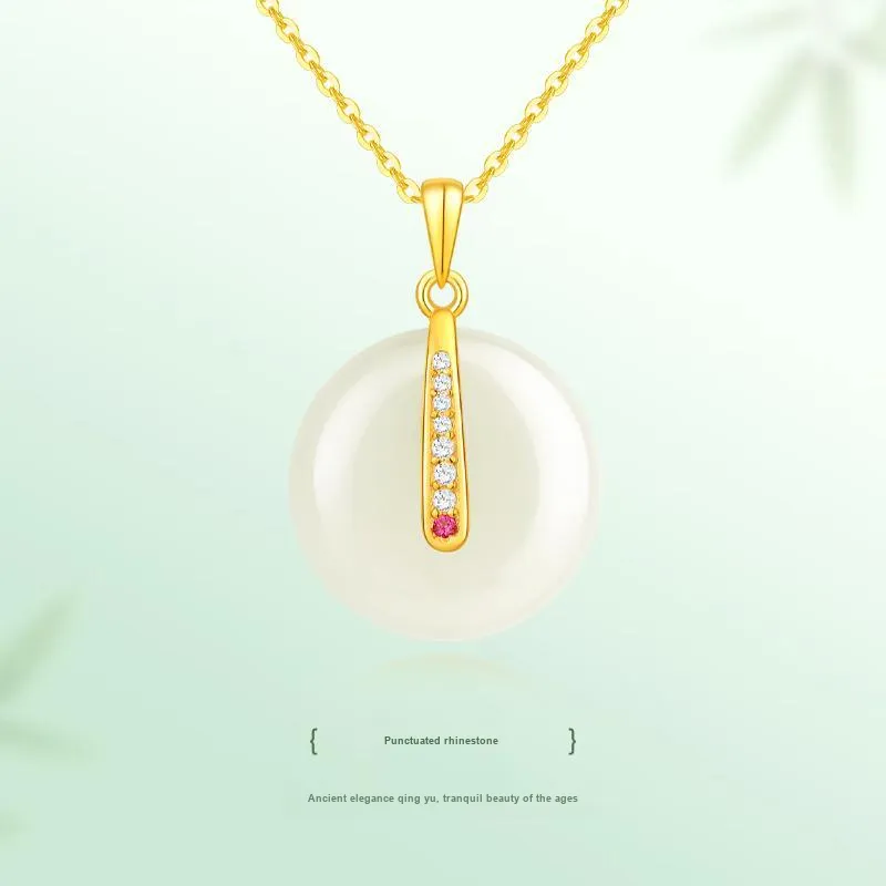 JINLIUFUJIXIANG Hetian Jade Necklaces White Jade/Pale Greenish White Jade Unisex-1