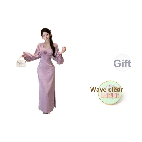 LANGQING Длинное платье с длинными рукавами женское