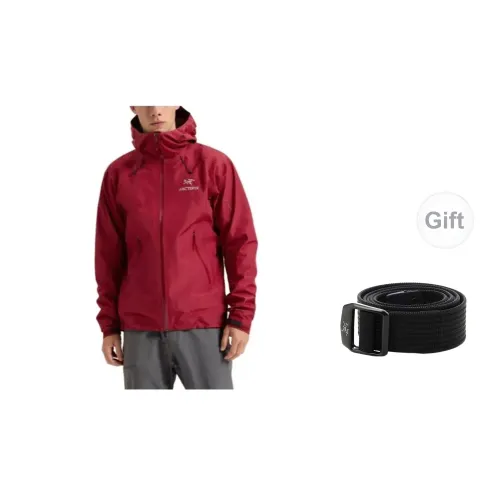 Arcteryx Alpha Series Windbreaker Jackets Men Bordeaux Red With Free Belt L