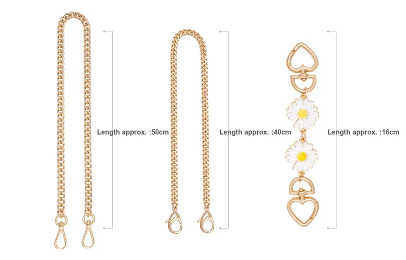 GUYI Metal Bag Accessory Bag Strap Unisex Gold Tone-7