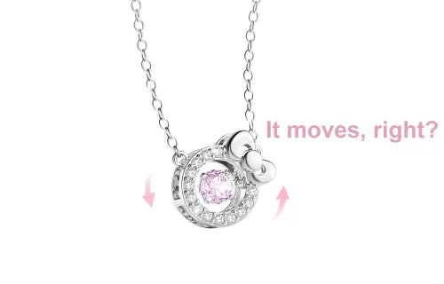 TIDECOLOR Hello Kitty S925 Silver Necklaces Women's Pink
