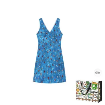 BVODE Sleeveless Dresses Women's Blue Shopping Bag Included