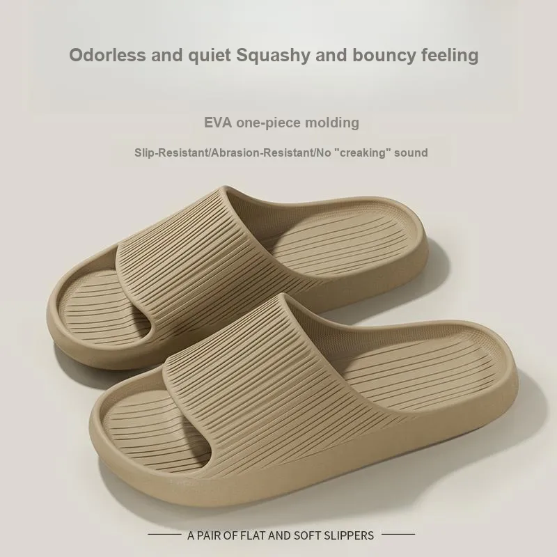 Foot Recreation Summer Minimalist Style Vertical Stripes Eva Anti Slip And Wear Resistant Slippers Home Slippers Unisex-16