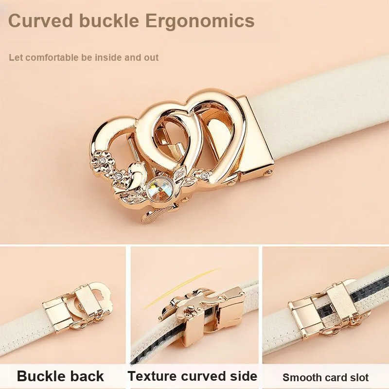 Crocodile Cow Leather Leather Belts Women's Width  2.4cm-8