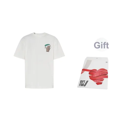 KUMPOO Cool feather series Рукав с оборванным плечом T-рубашка Унисекс Экрю