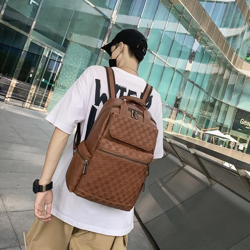 ALNI BITTON PU Backpack Regular Men's Black/Khaki/Brown-6