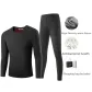 Thermal Underwear Tops+Long Johns (Black) Thickened and Fleece-Lined/3A Antibacterial/Invisible Crew Neck
