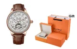 Orange Full of Love Gift Box-L-9162 Gold Case White Dial Brown Strap